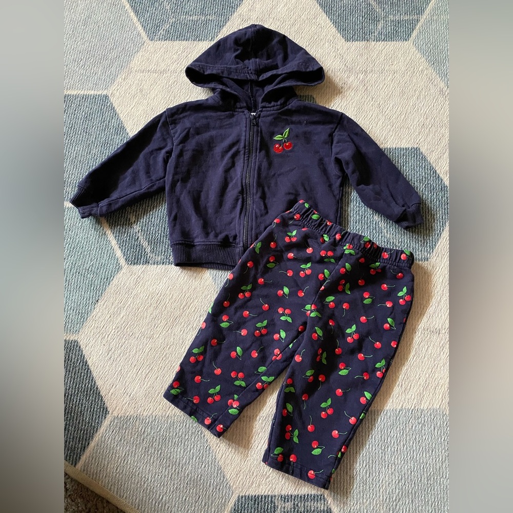 KRU Supplies Toddler Girl 2-Piece Cotton Cherry Matching Set